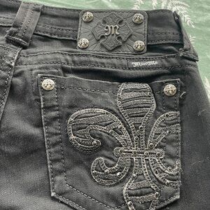 Miss Me Black Denim Fleur De Lis Skinny Jeans